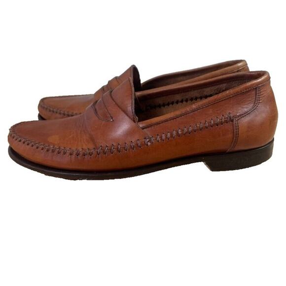 Bass Shoe Mens 9 M Tan Brown Reiss British Leather Moc Toe Penny Loafer Slip On main image 12